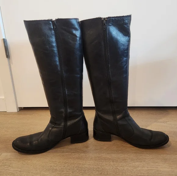Women's Born Black Leather Zip Knee High Riding Boots Size 9.5 - Picture 4 of 7